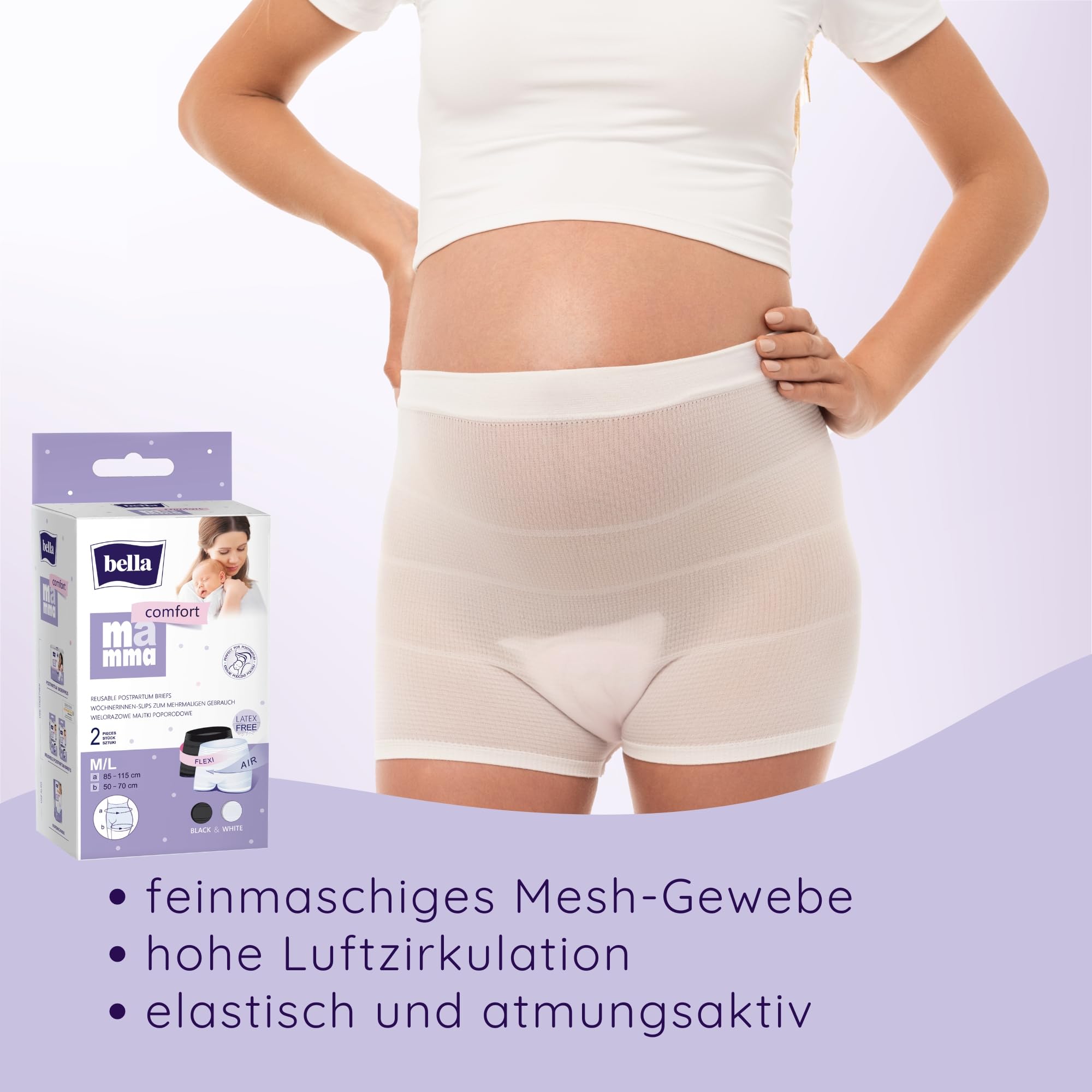 bella-mamma-comfort-wochenbett-slips-m-l-4er-pack-wei-schwarz image 3
