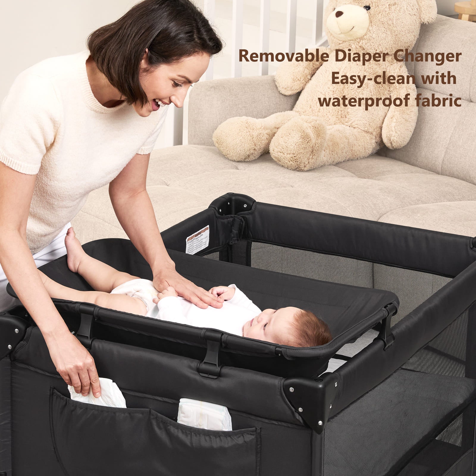 angelbliss-baby-bassinets-bn11-beistellbett-schwarz-mit-wickeltisch image 4