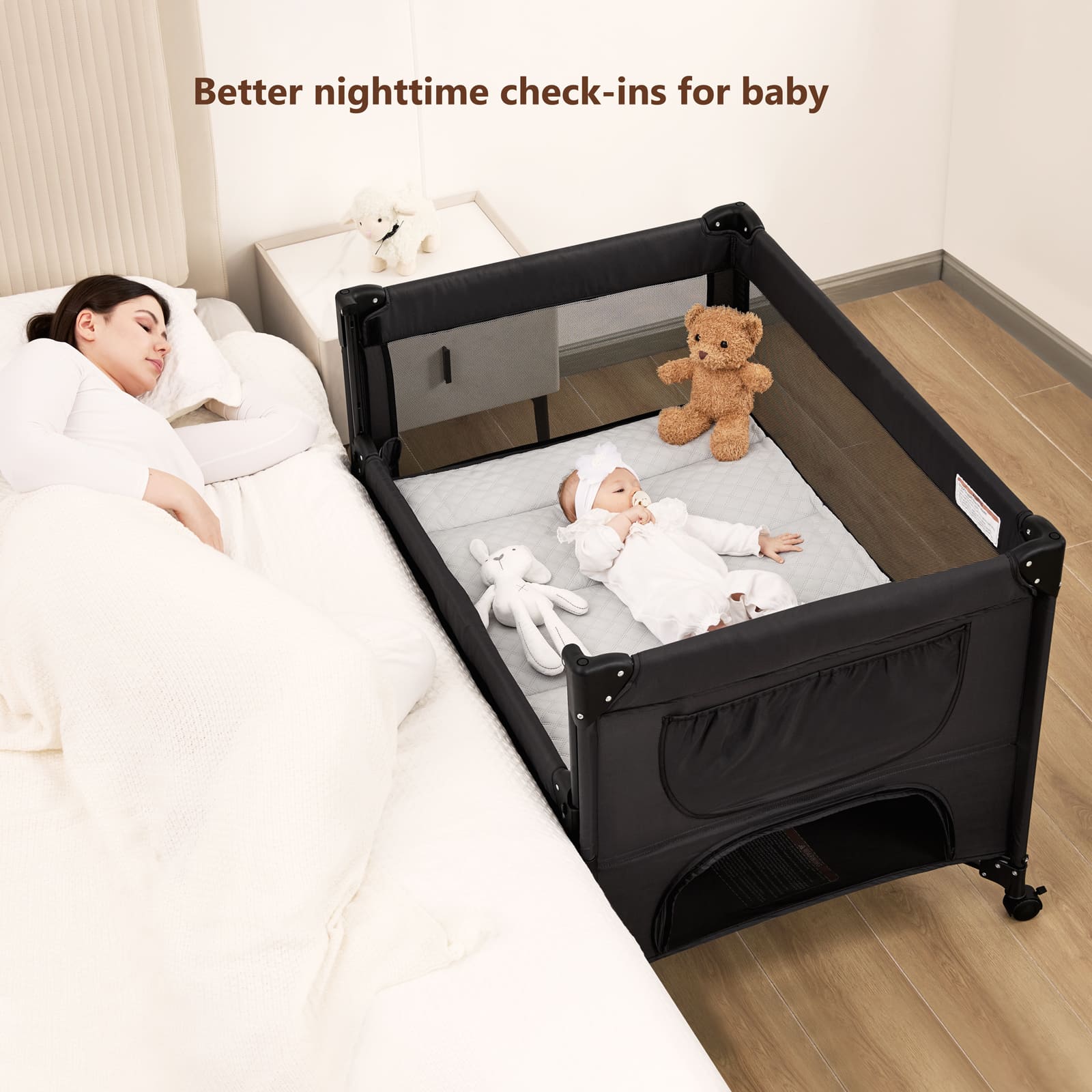 angelbliss-baby-bassinets-bn11-beistellbett-schwarz-mit-wickeltisch image 5