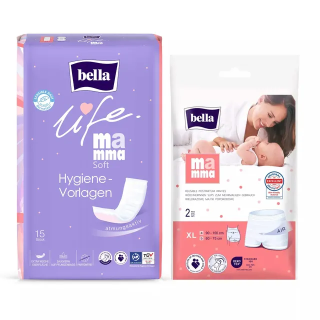 bella-mamma-soft-wochenbett-set-xl-45-einlagen-6-netzslips image 1