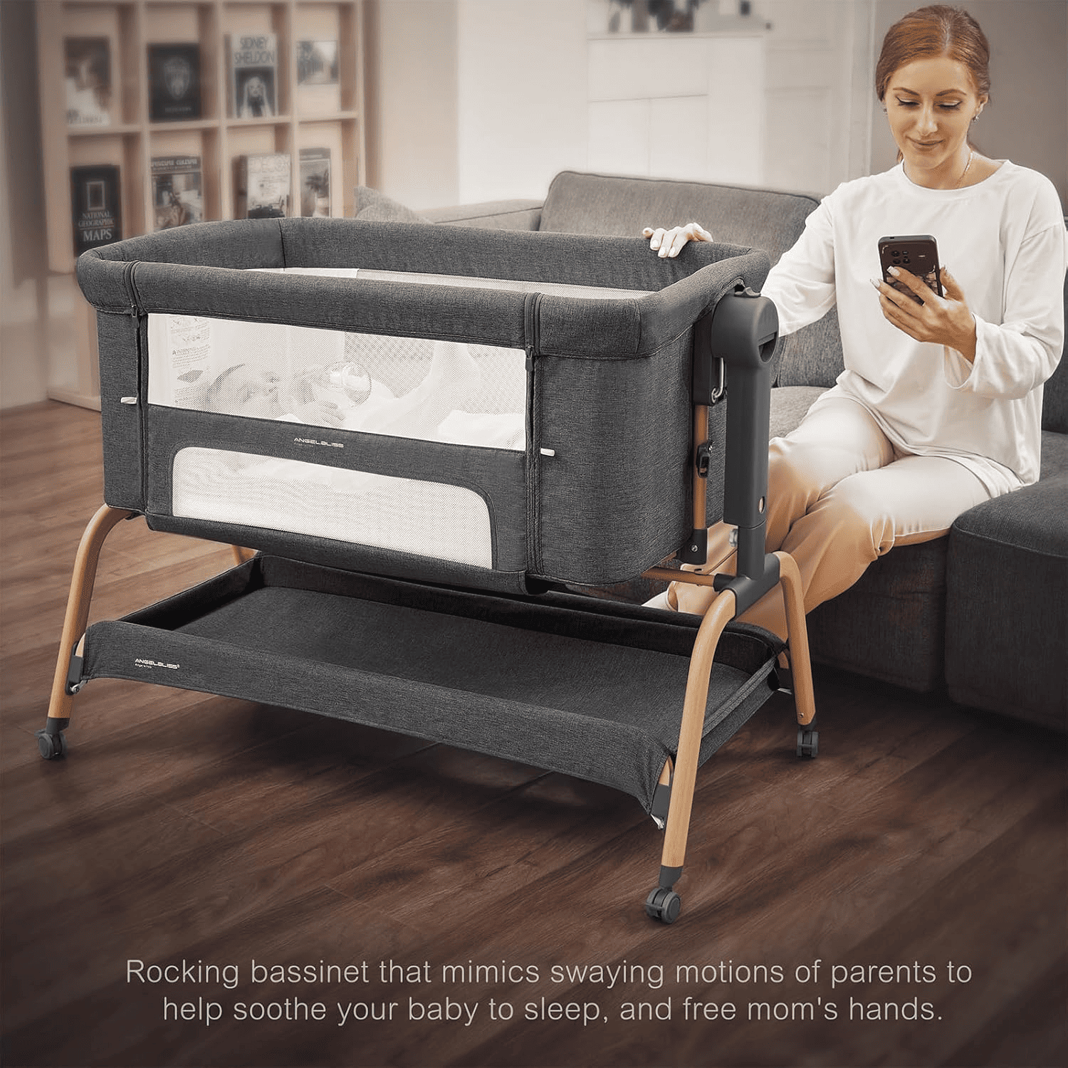 angelbliss-baby-bassinets-bn03-beistellbett-dunkelgrau-3in1 image 6