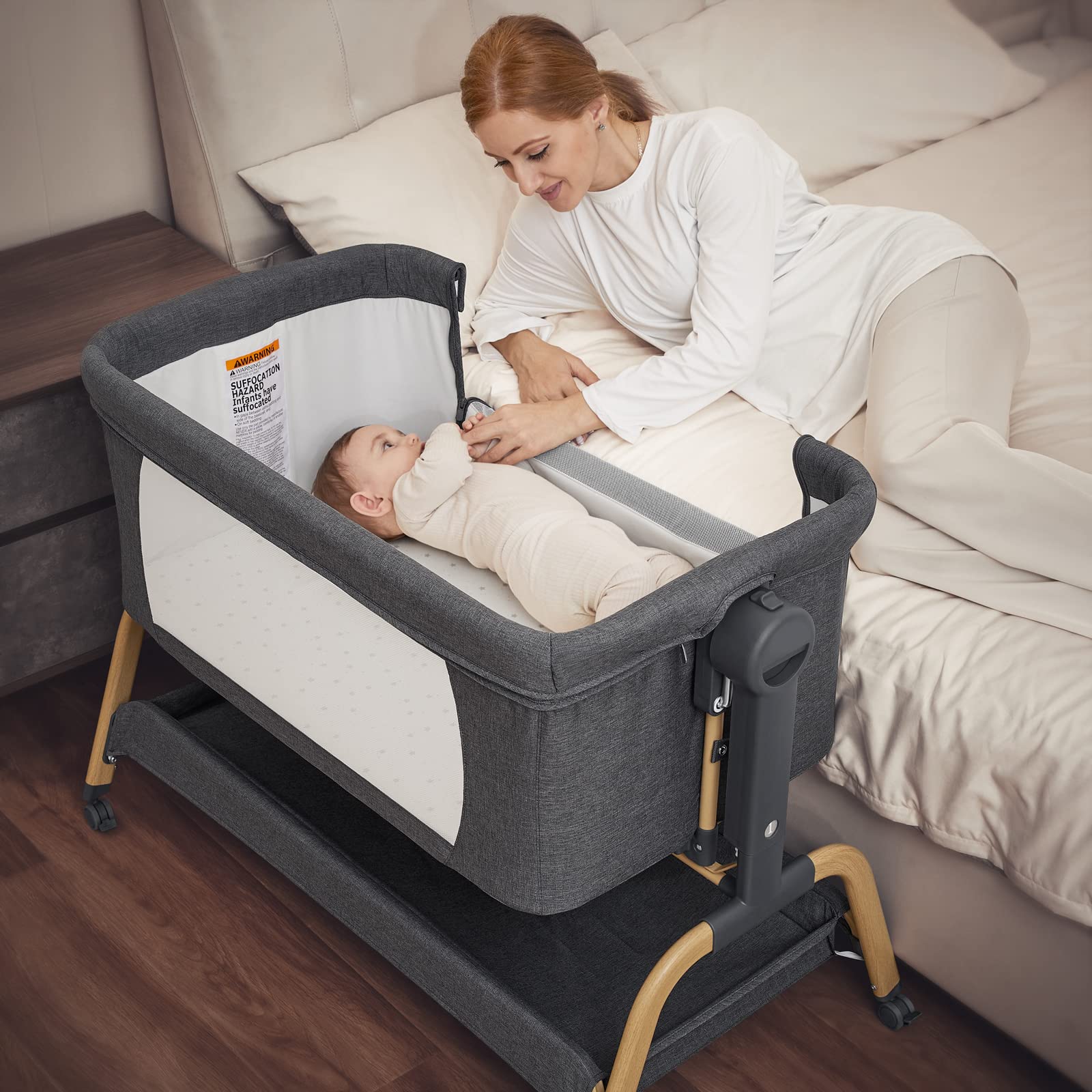 angelbliss-baby-bassinets-bn03-beistellbett-dunkelgrau-3in1 image 2