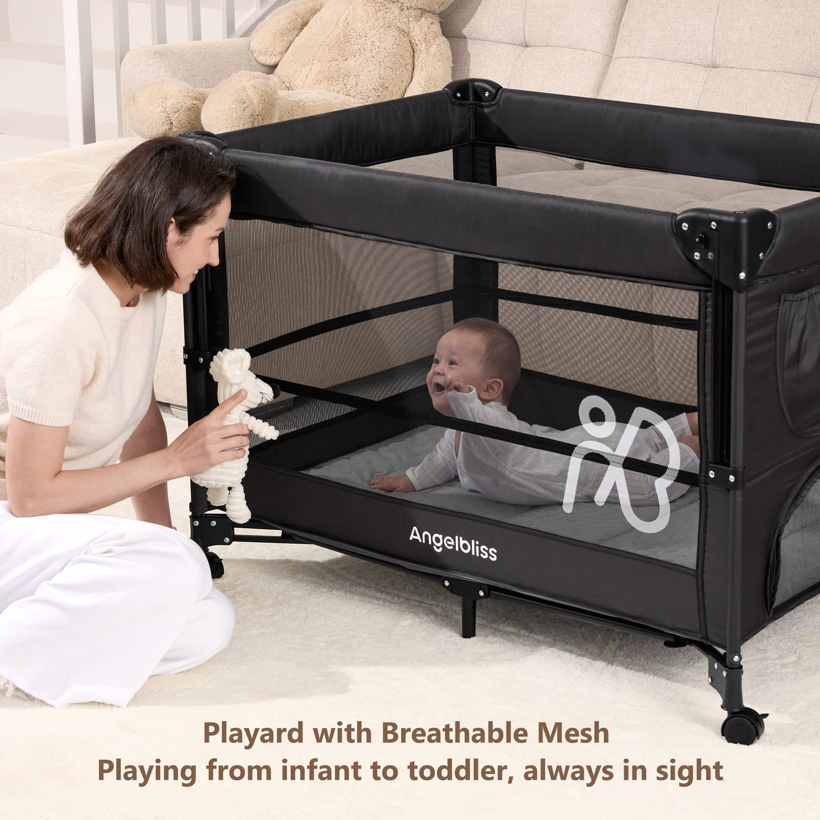 angelbliss-baby-bassinets-bn11-beistellbett-schwarz-mit-wickeltisch image 6