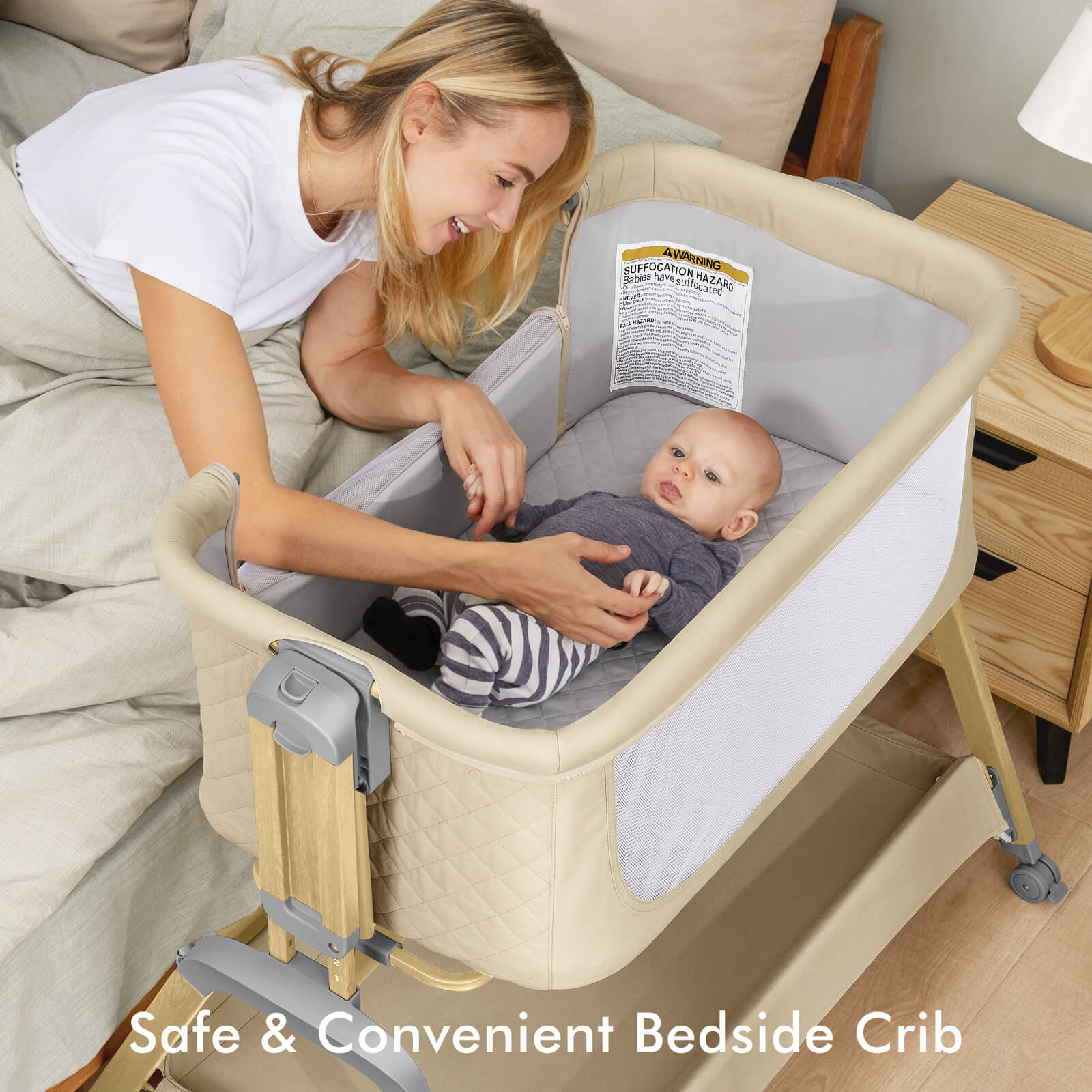 angelbliss-baby-bassinets-bn08-beistellbett-beige-3in1 image 2