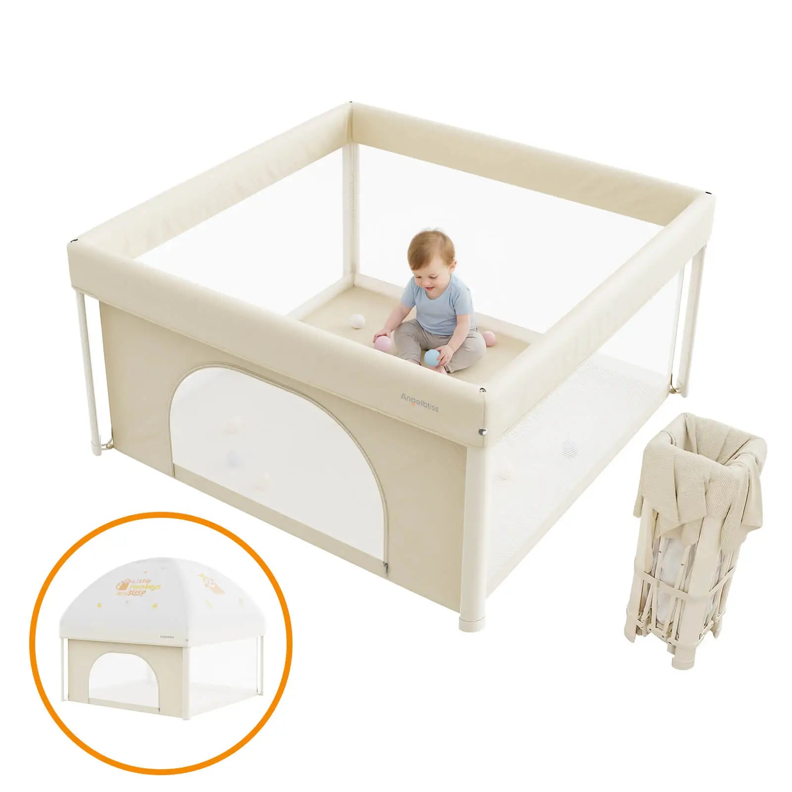 angelbliss-baby-playpen-bp05-laufstall-faltbar-mit-sonnendach image 8