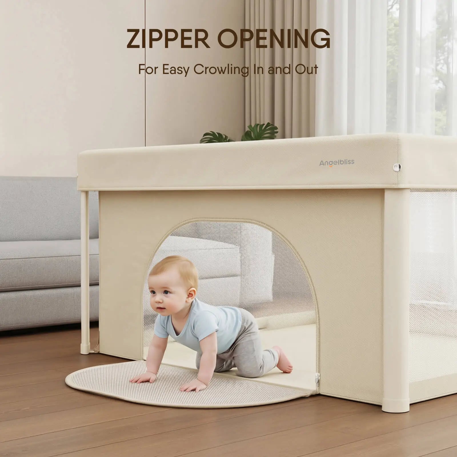 angelbliss-baby-playpen-bp05-laufstall-faltbar-mit-sonnendach image 2