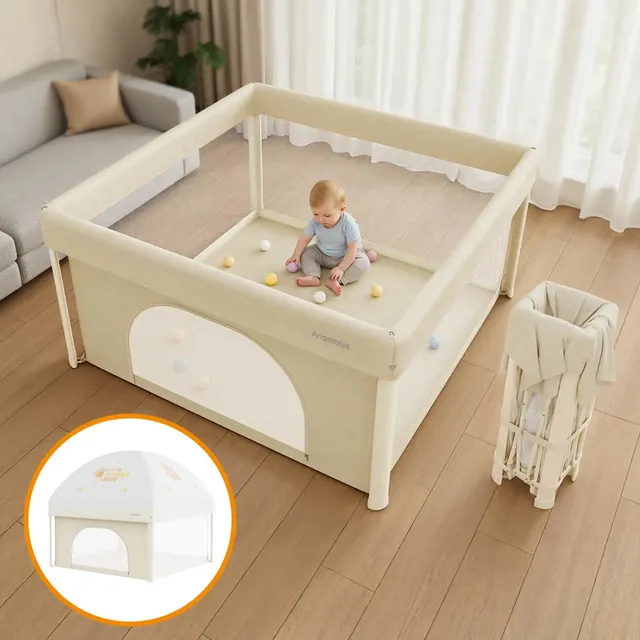 angelbliss-baby-playpen-bp05-laufstall-faltbar-mit-sonnendach image 1